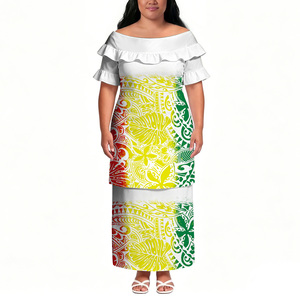 Nuovi Arrivi: Abito Hawaiano Puletasi Stile Retrò Polinesiano Trendy da Donna Taglie Forti 8XL con Volant e Maniche Corte, 2 Pezzi, Prezzo di Fabbrica - Product Image 2