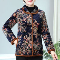 Manteau de grand-mère pour femmes à col rabattu en polyester épais imprimé floral multi vintage pour garder au chaud le pull surdimensionné de la flore