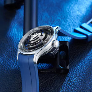 Fabricación de relojes automáticos personalizados con logotipo Space Wandering Hour para hombre, de acero inoxidable 316L, con cristal de zafiro curvado y movimiento mecánico. - Product Image 2