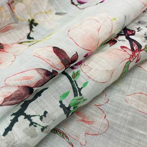 Tessuto di lino stampato con motivo a forma di pesco in stile cinese per camicie - Product Image 3