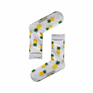 Colorful Silk <b>Socks</b> with Japanese Style <b>White</b> Pineapple Print Breathable and Lightweight One Size Fits Daily Use - Product Image 2