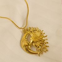 Collier de couple MECYLIFE Kiss Jewelry, pendentif soleil et lune, acier inoxydable, cadeau d'amour pour couple, cadeaux de la Saint-Valentin