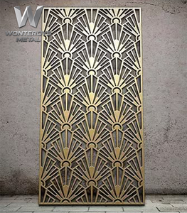 Paravent de séparation de pièce en métal découpé au laser, design moderne et luxueux en or, personnalisé pour les halls de casino, les terminaux, les banquets et les hôtels - Product Image 1