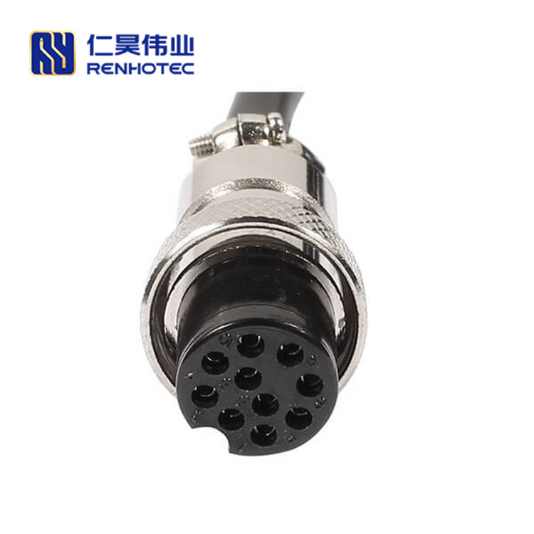 Gx16 10 Pin Aviation Connector Female Straight Plug Cable & Panel