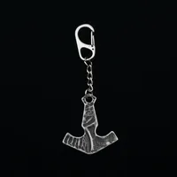 Porte-clés artisanal pour homme en acier inoxydable, style européen et américain classique, marteau de Thor Mjolnir Viking, vente en gros