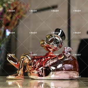 Escultura de Pato de Dibujos Animados con Bolsa de Dinero, Escultura de Resina Cromada de Pato Scrooge McDuck, Arte Pop, Venta al Por Mayor - Product Image 2