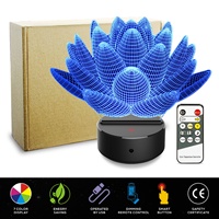 Lampe de chevet LED compacte pour chambre à coucher avec télécommande, veilleuse 3D 2022 en acrylique, sans fil, pour enfant, à piles, 30 LED, écologique, CE, moderne