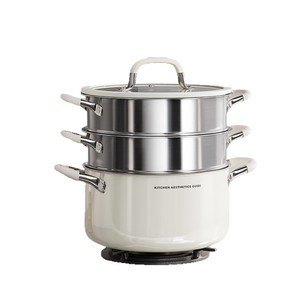 Three Layer Stainless Steel <b>Steamer</b> 304 Food Grade Gas Stove Use Household Steam Pot Double Handle - Product Image 5