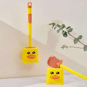 Ensemble de brosses de toilette murales en silicone écologique, motif canards mignons, pour un nettoyage amusant et un design de dessin animé. - Product Image 1