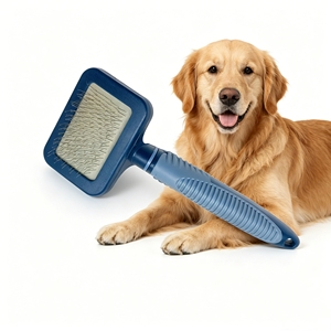 Brosse lissante OEM personnalisée avec logo, en TPR, simple et facile à nettoyer, pour le toilettage des chiens, éliminateur de poils d'animaux avec picots en acier inoxydable - Product Image 1