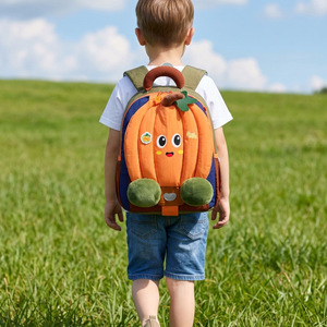 Nouveau sac à dos pour enfants à thème citrouille en tissu Oxford avec harnais à coussin d'air, léger, réduisant la charge, et au design charmant et fantaisiste - Product Image 2