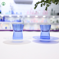 Ensemble de tasses à thé en verre borosilicate de luxe européen de 85 ml en gros, ensemble de tasses à café et soucoupes en verre personnalisé pour cappuccino