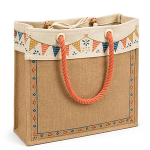 Sac de transport utilitaire en jute naturel robuste, écologique et réutilisable pour les courses au supermarché, les voyages, le bureau et la maison - Product Image 1