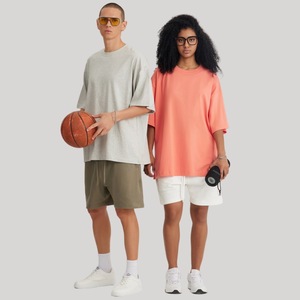T-shirt de luxe uni anti-rétrécissement 245g poids lourd 100% coton surdimensionné Boxy recadrée pour hommes - Product Image 3