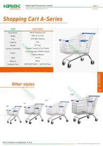 एशियाई शैली 60-210l सुपरमार्केट शॉपिंग ट्रॉली कार्ट स्टील सतह मेष संरचना के साथ लेपित - Product Image 5