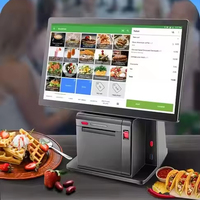 Sistema POS Todo en Uno de 14 Pulgadas con Pantalla Dual, Caja Registradora, CPU I5, Wi-Fi 6, Escáner de Código de Barras, Impresora Térmica, Pantalla Táctil de 10 Puntos