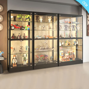 ארון תצוגה זכוכית שחורה 5 שכבות עם דלתות ספרים 4-מדף עבור אספנות מקום אחסון זכוכית סלון - Product Image 3