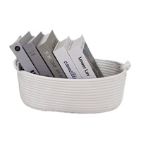 Panier de rangement rond en corde de coton multicolore avec poignée en nœud huit, style moderne, pour le rangement des jouets