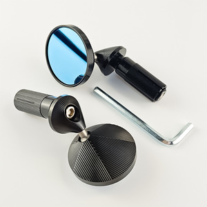 Espejo Retrovisor para Motocicleta Qiangye, Negro, de Aleación de Aluminio, Redondo, Mini, con Conector, Protección de Seguridad - Product Image 2