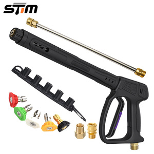 Pistola de agua a alta presión Stim de 400 bar y 5800 psi con 5 boquillas y varilla de extensión para lavado de autos y jardinería - Product Image 1