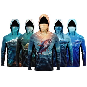 Upf50 + Mặt Trời Bảo Vệ Nhanh Chóng Câu Cá Khô Hoodies Dài Tay Áo Polyester Mens Câu Cá Áo Sơ Mi Với Mặt Nạ - Product Image 1