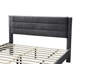 Lit de luxe moderne et élégant, taille standard, réglable, avec tiroir de rangement et tête de lit en velours côtelé anthracite - Product Image 5