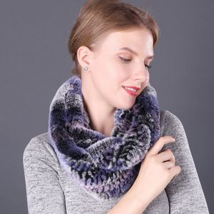 <span class=keywords><strong>Bufandas</strong></span> Infinitas de Piel de Conejo Rex <span class=keywords><strong>para</strong></span> Mujer, Multicolores, Cuello de Invierno, Bufanda de Piel Tejida a Mano <span class=keywords><strong>para</strong></span> Mujer - Product Image 3