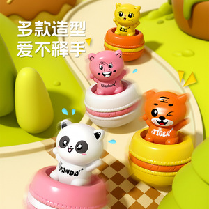 Cartoon Animal Press Cart Friction Toy For <b>Toddlers</b> 2-4 Years No Battery Unisex Infant Toy - Product Image 1