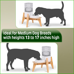 Soporte de bambú para tazón de agua para perros, altura ajustable, para comederos automáticos y fuentes, estación de alimentación para mascotas - Product Image 2
