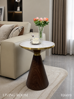 Table d'appoint élégante en dalle de roche ronde, avec piédestal en fer sculpté doré, pour salon, hôtel, salle de séjour, chambre à coucher, fabrication directe d'usine OEM ODM