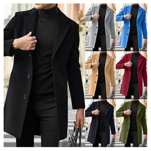 Gabardina de un solo pecho de longitud media <span class=keywords><strong>para</strong></span> otoño e <span class=keywords><strong>invierno</strong></span>, abrigo de poliéster 100 <span class=keywords><strong>para</strong></span> <span class=keywords><strong>hombre</strong></span>, chaqueta informal Formal de estilo minimalista moderno - Product Image 1