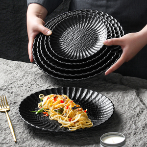 Vaisselle en mélamine de qualité supérieure, style minimaliste, plat à dîner, écologique, noir mat, café, restaurant, cuisine, vaisselle en mélamine, assiettes - Product Image 2