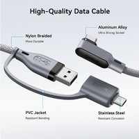 Cable de Datos AMVR LC6L de 16 Pies, 2 en 1, USB A Tipo C a Tipo C, 5Gbps, Trenzado de Nailon, para Juegos de Realidad Virtual