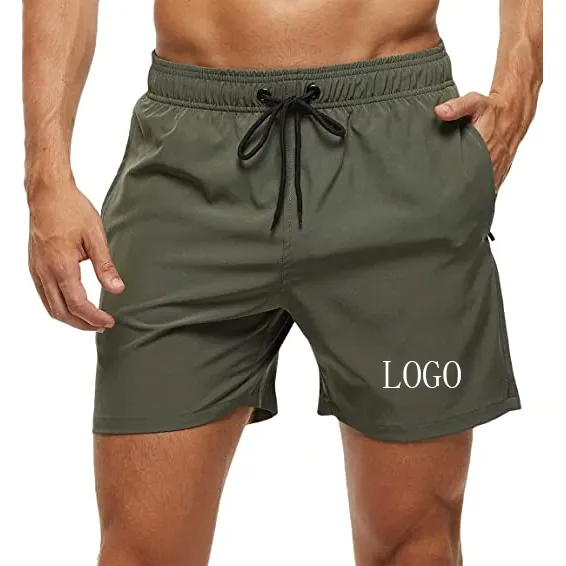 Wholesale Custom Logo Quick Dry Men Summer Swim Trunks Waterproof Board Shorts Mesh Lining Inside Swim Shorts For Men