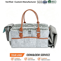 Organisateur de couches pour bébé en feutre YCW avec couvercle et fermeture éclair, sac fourre-tout portable, plusieurs poches, rangement pour couches de voyage, toutes saisons