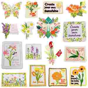 Nouvelle conception de patch brodé thermocollant, style frais, fleur, rose, papillon, appliqué pour chapeau, vêtements, coque de téléphone, décoration - Product Image 1