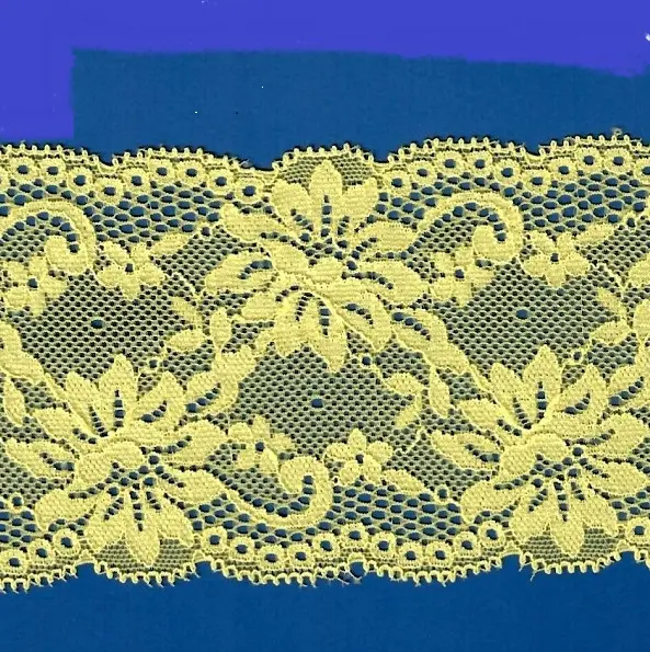 Renda elástica personalizada amarela 8cm, elástica spandex flor renda lingerie