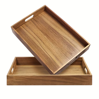 Plateau rectangulaire en bois d'acacia et de noyer, plateau à thé à bulles, plateau à gâteaux, plateau à pain, plateau à petit-déjeuner, plateau à collations, fournitures hôtelières, plateau à thé pour restaurant