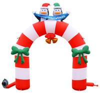 Arche de décoration de Noël gonflable personnalisée en Oxford/PVC rouge/couleur personnalisée, impression numérique, 12 pieds de haut, avec souffleur d'air