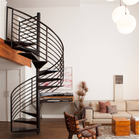 Escalier en colimaçon de luxe pour villa, balustrade entièrement vitrée, escalier en colimaçon rond intérieur
