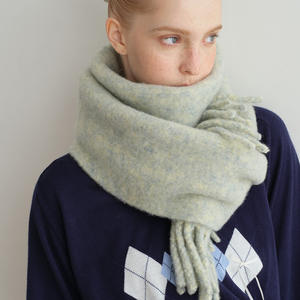 Écharpe châle en laine mélange 82% Duncan, style coréen d'hiver, épaisse, moelleuse, à longues franges, unie, coupe-vent, cache-cou pour femme, usage quotidien - Product Image 4