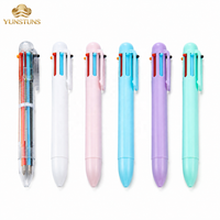Bolígrafo Multicolor 6 en 1, Cuerpo de Plástico Transparente, Cambio Rápido de Color, Clip Portátil para Estudiantes, Material Escolar al por Mayor