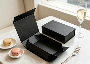 Eco-Friendly High-End Matte Black Foldable <b>Magnetic</b> <b>Gift</b> <b>Box</b> Four-Color Printed Design Made Thick Rigid Cardboard Integrated - Product Image 2