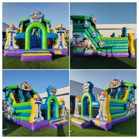 Structure gonflable commerciale en PVC de 0,55 mm avec toboggan et château à rebond pour enfants, thème chien de dessin animé, pour événements extérieurs et location
