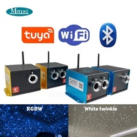Moteur d'éclairage à fibres optiques RGBW à changement de couleur avec contrôle Wi-Fi via application Tuya et télécommande, source lumineuse à fibres optiques à roue de couleur blanche scintillante