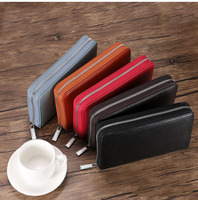 Dompet RFID Blocking Kulit Asli dengan Ritsleting, Pendek Multifungsi, Tempat Kartu Kredit & ID, Ringan, Wanita, Bahan Poliester