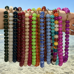 Collana con Ciondolo a <span class=keywords><strong>Cuore</strong></span> in Oro Massiccio e Perline in Resina Acrilica Colorata, Gioielli Estivi Personalizzati da Spiaggia per Donne - Product Image 3