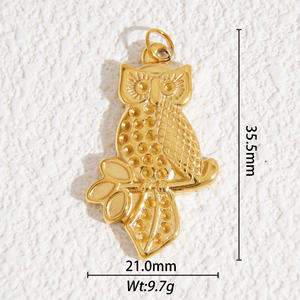 Tinggi Polandia hewan jimat tahan air baja tahan karat 18K emas kuda burung hantu kupu-kupu siput gajah jimat untuk Kalung - Product Image 2