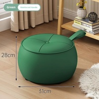 Taburete otomano redondo moderno 31cm diámetro 28cm altura Napa cuero grano superior PU cuero reposapiés puf para sala de estar sofá lateral