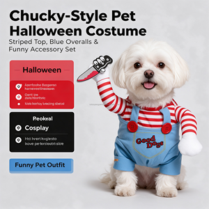 Costume d'Halloween ajustable pour <span class=keywords><strong>chien</strong></span>, accessoires de déguisement pour animaux de compagnie, vêtements de cosplay Chucky pour chiens - Product Image 2
